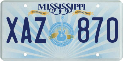 MS license plate XAZ870