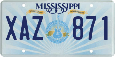 MS license plate XAZ871