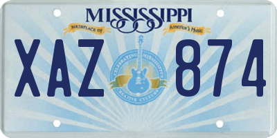 MS license plate XAZ874