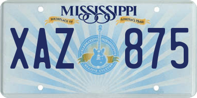MS license plate XAZ875