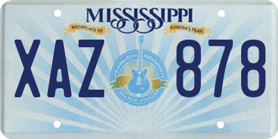 MS license plate XAZ878