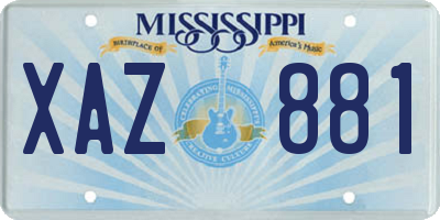 MS license plate XAZ881