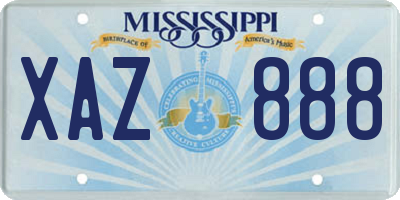 MS license plate XAZ888