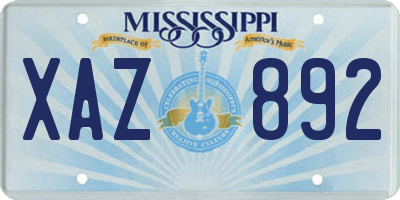 MS license plate XAZ892
