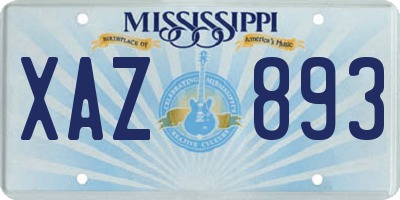 MS license plate XAZ893