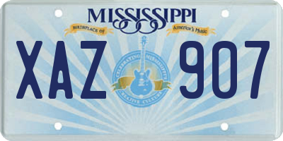 MS license plate XAZ907