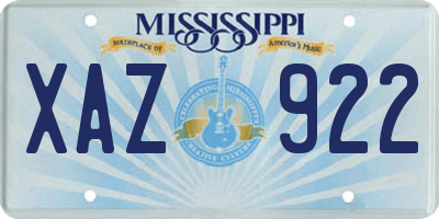 MS license plate XAZ922