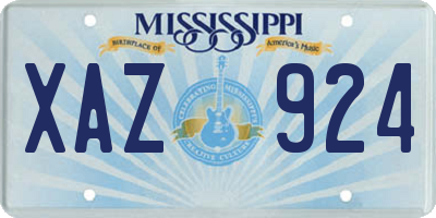 MS license plate XAZ924