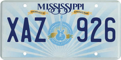 MS license plate XAZ926