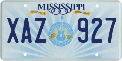 MS license plate XAZ927