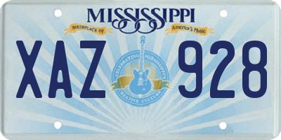 MS license plate XAZ928