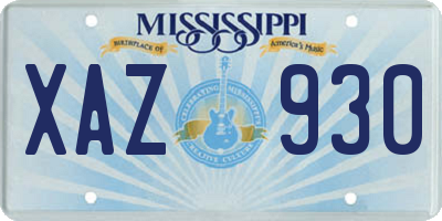 MS license plate XAZ930