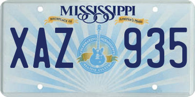 MS license plate XAZ935