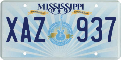 MS license plate XAZ937