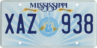 MS license plate XAZ938