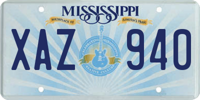 MS license plate XAZ940