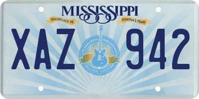 MS license plate XAZ942