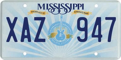 MS license plate XAZ947