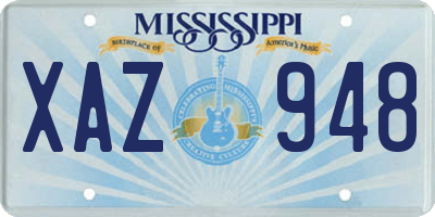 MS license plate XAZ948