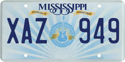 MS license plate XAZ949