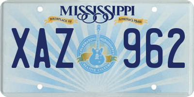 MS license plate XAZ962