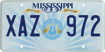 MS license plate XAZ972