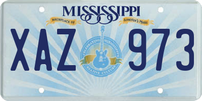 MS license plate XAZ973