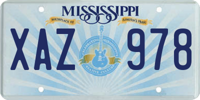 MS license plate XAZ978