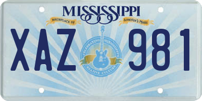 MS license plate XAZ981