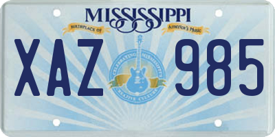 MS license plate XAZ985
