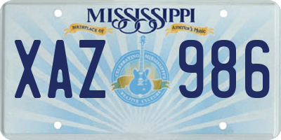 MS license plate XAZ986