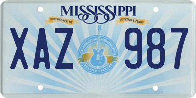 MS license plate XAZ987