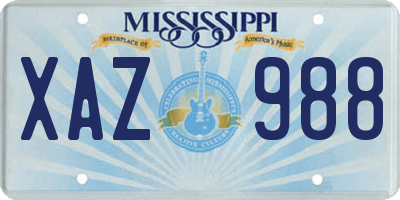 MS license plate XAZ988