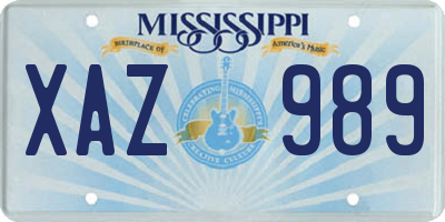 MS license plate XAZ989
