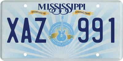 MS license plate XAZ991