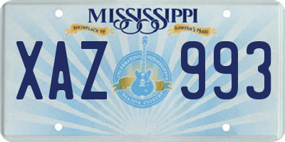 MS license plate XAZ993