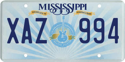 MS license plate XAZ994