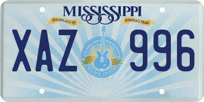 MS license plate XAZ996