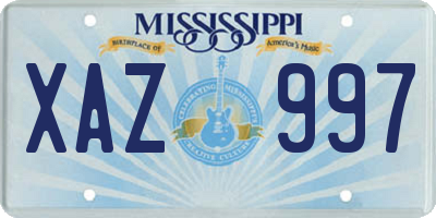 MS license plate XAZ997
