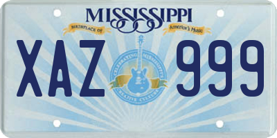 MS license plate XAZ999