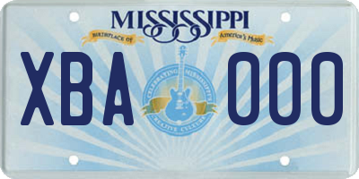 MS license plate XBA000