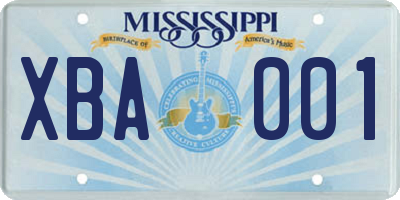 MS license plate XBA001