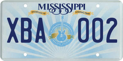 MS license plate XBA002