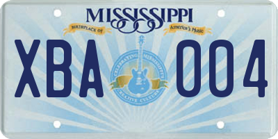 MS license plate XBA004