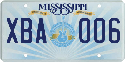 MS license plate XBA006