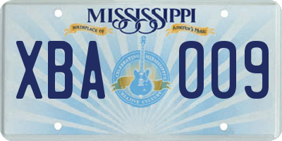 MS license plate XBA009