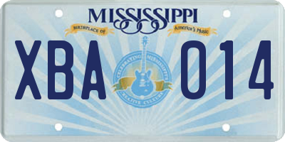 MS license plate XBA014
