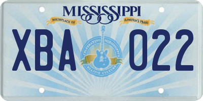 MS license plate XBA022