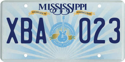 MS license plate XBA023
