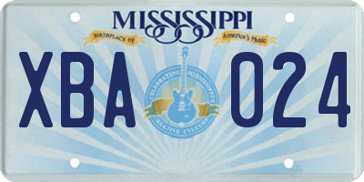 MS license plate XBA024
